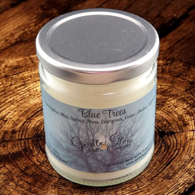 Single Wick Candle Blue Trees