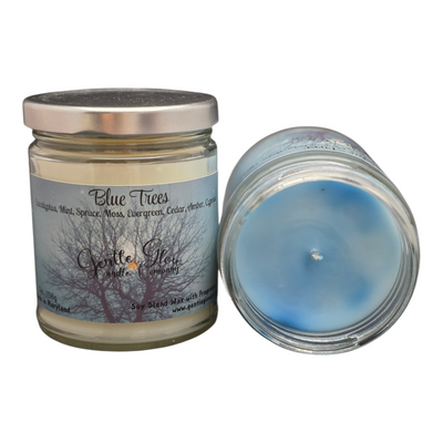 Single Wick Candle Blue Trees