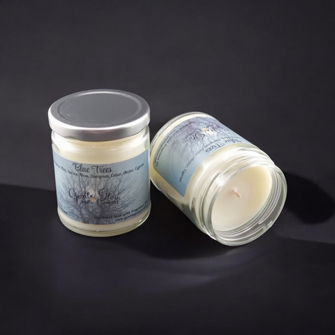 Single Wick Candle Blue Trees