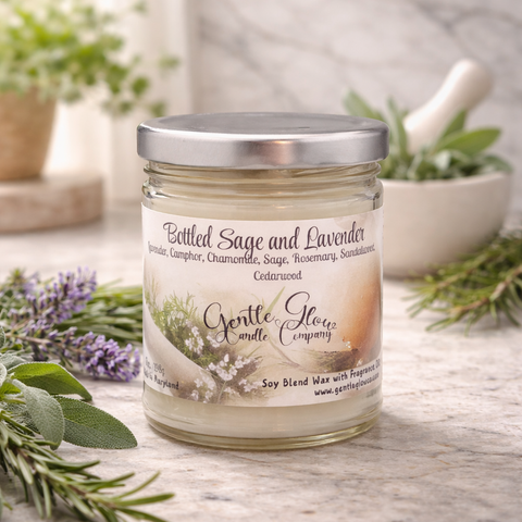 Single Wick Candle Bottled Sage and Lavender