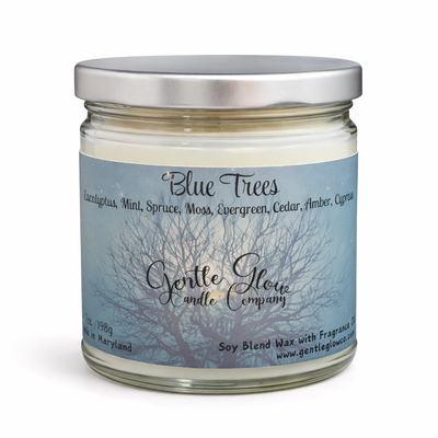 Single Wick Candle Blue Trees
